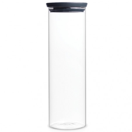 Γυάλινο βάζο Brabantia Stackable 646873, 1,9 l, Σφιχτό κλείσιμο, Πλένεται στο πλυντήριο πιάτων, Σκούρο γκρι