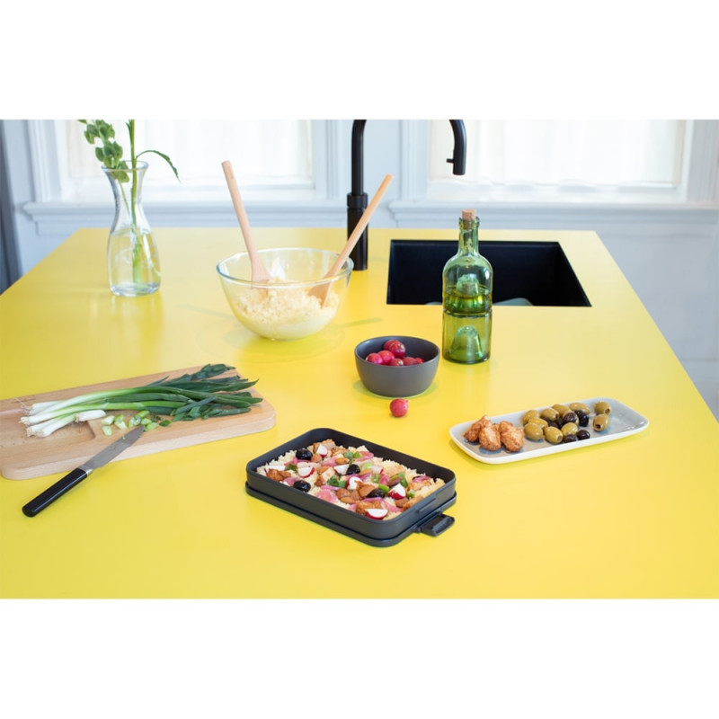 Κουτί τροφίμων Brabantia Make&Take 1006284, 1,1 l, Μέχρι 2 σάντουιτς, χωρίς BPA, Επίπεδο, Σκούρο γκρι