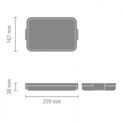 Κουτί τροφίμων Brabantia Make&Take 1006286, 1,1 l, Μέχρι 2 σάντουιτς, χωρίς BPA, επίπεδο, Γκρι