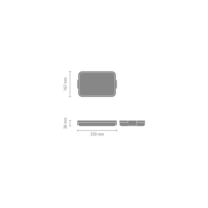Κουτί τροφίμων Brabantia Make&Take 1006286, 1,1 l, Μέχρι 2 σάντουιτς, χωρίς BPA, επίπεδο, Γκρι