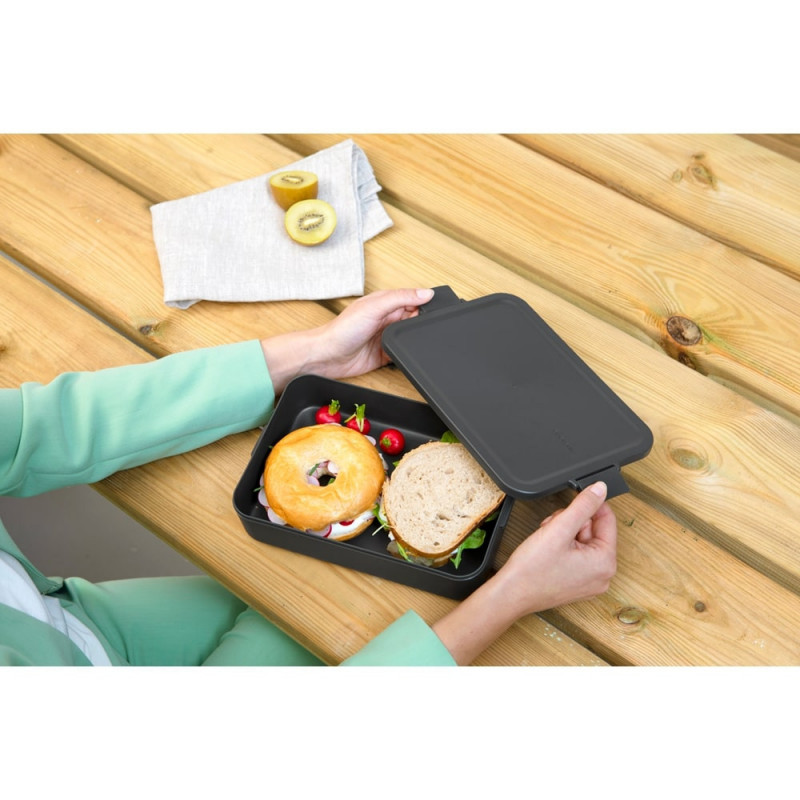 Κουτί τροφίμων Brabantia Make&Take 1006287, 2 l, Στεγανό κλείσιμο, χωρίς BPA, Σκούρο γκρι