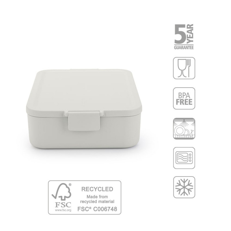 Κουτί τροφίμων Brabantia Make&Take 1006289, 2 l, Στεγανό κλείσιμο, χωρίς BPA, Ανοιχτό γκρι