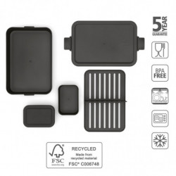 Κουτί τροφίμων Brabantia Make&Take 1006290, 2 l, Με διαχωριστικά, Στεγανό κλείσιμο, Χωρίς BPA, Σκούρο γκρι