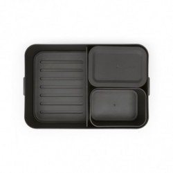 Κουτί τροφίμων Brabantia Make&Take 1006290, 2 l, Με διαχωριστικά, Στεγανό κλείσιμο, Χωρίς BPA, Σκούρο γκρι