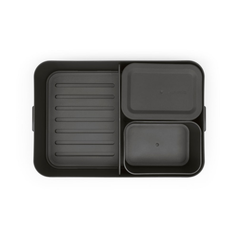 Κουτί τροφίμων Brabantia Make&Take 1006290, 2 l, Με διαχωριστικά, Στεγανό κλείσιμο, Χωρίς BPA, Σκούρο γκρι