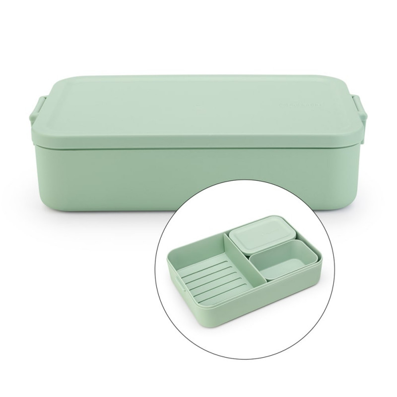 Κουτί τροφίμων Brabantia Make&Take 1006291, 2 l, Με διαχωριστικά, Στεγανό κλείσιμο, Χωρίς BPA, Πράσινο