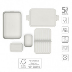 Κουτί τροφίμων Brabantia Make&Take 1006292, 2 l, Με διαχωριστικά, Στεγανό κλείσιμο, Χωρίς BPA, Ανοιχτό γκρι