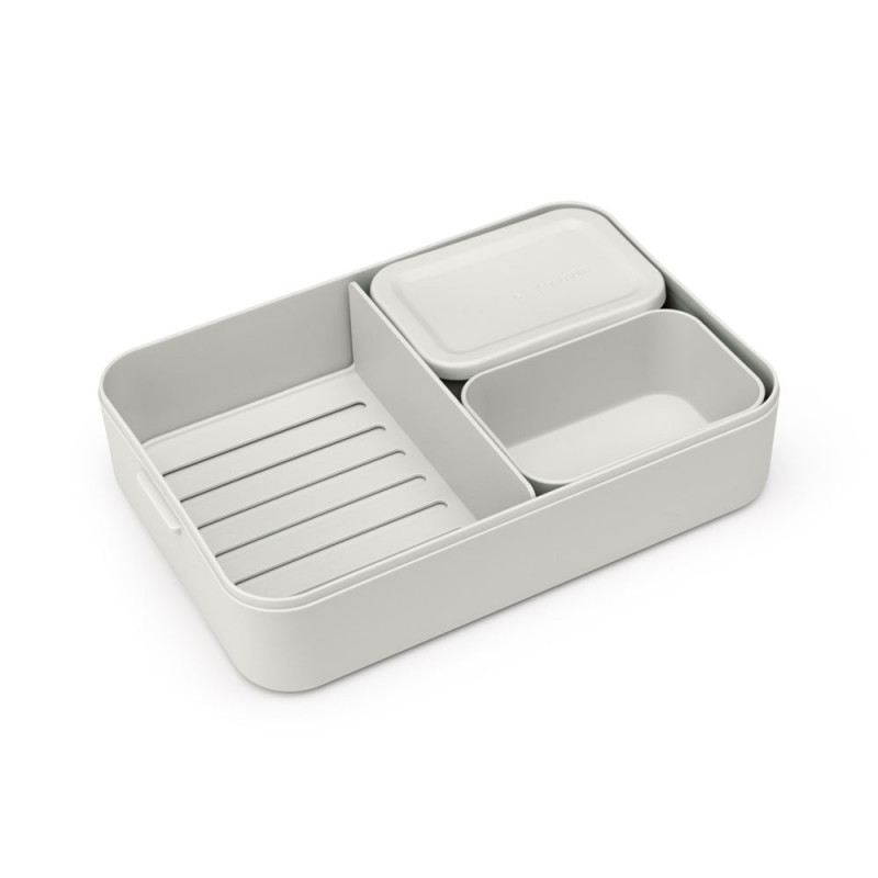 Κουτί τροφίμων Brabantia Make&Take 1006292, 2 l, Με διαχωριστικά, Στεγανό κλείσιμο, Χωρίς BPA, Ανοιχτό γκρι