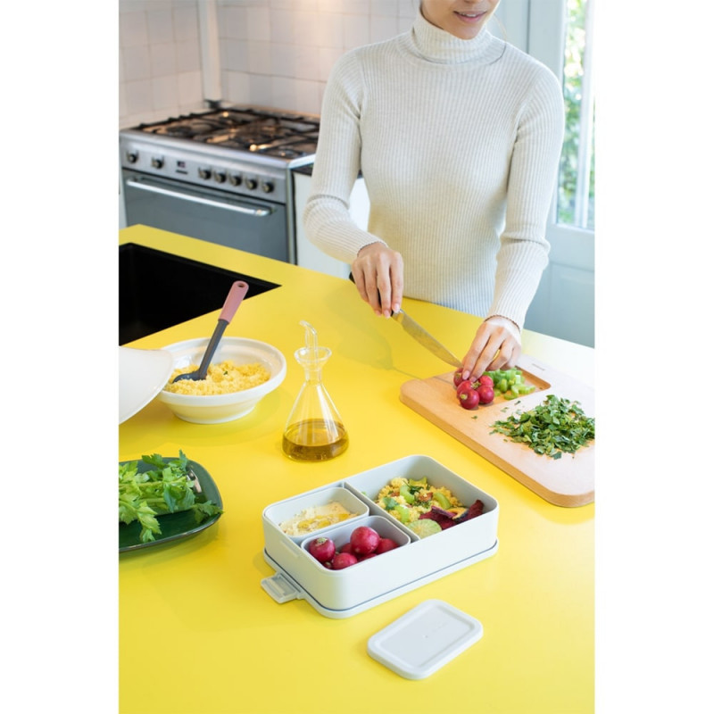 Κουτί τροφίμων Brabantia Make&Take 1006292, 2 l, Με διαχωριστικά, Στεγανό κλείσιμο, Χωρίς BPA, Ανοιχτό γκρι