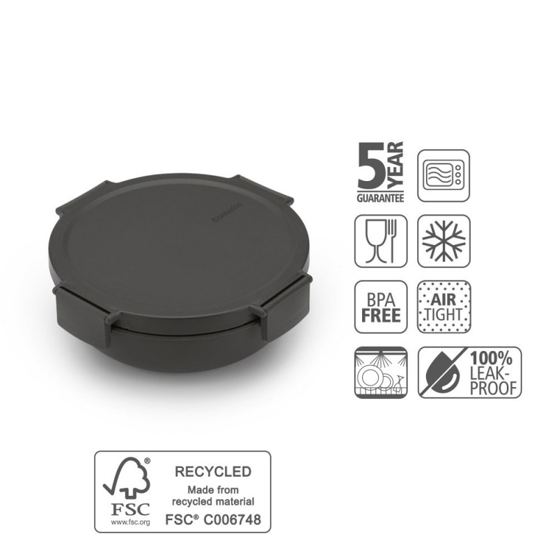 Σαλατιέρα Brabantia Make&Take 1006302, 1,3 l, Αεροστεγές κλείσιμο, χωρίς BPA, Σκούρο γκρι