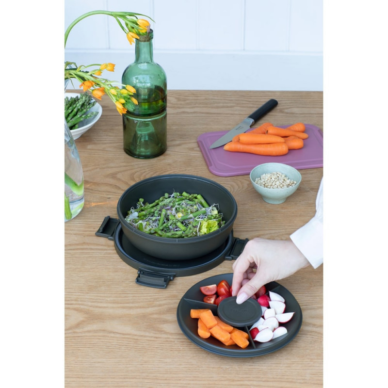 Σαλατιέρα Brabantia Make&Take 1006302, 1,3 l, Αεροστεγές κλείσιμο, χωρίς BPA, Σκούρο γκρι