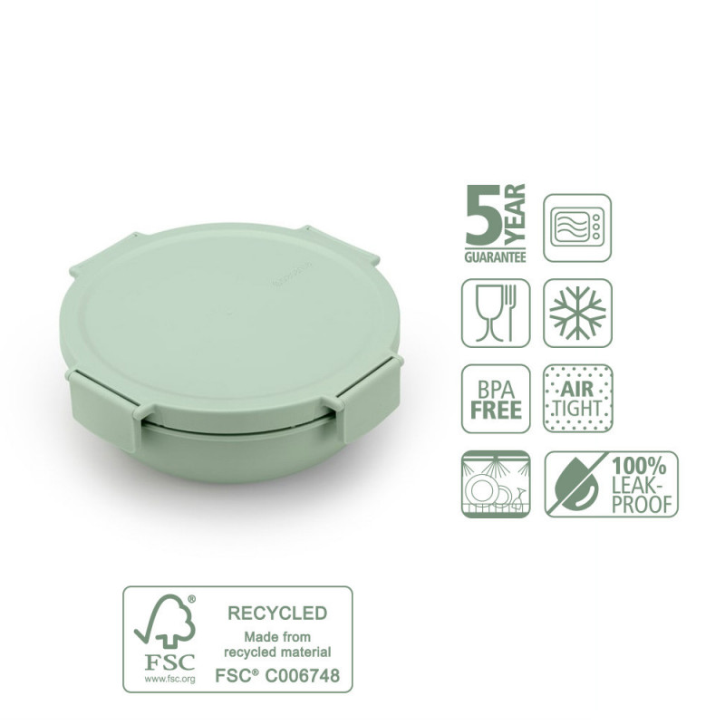 Σαλατιέρα Brabantia Make&Take 1006303, 1,3 l, Αεροστεγές κλείσιμο, χωρίς BPA, Πράσινο