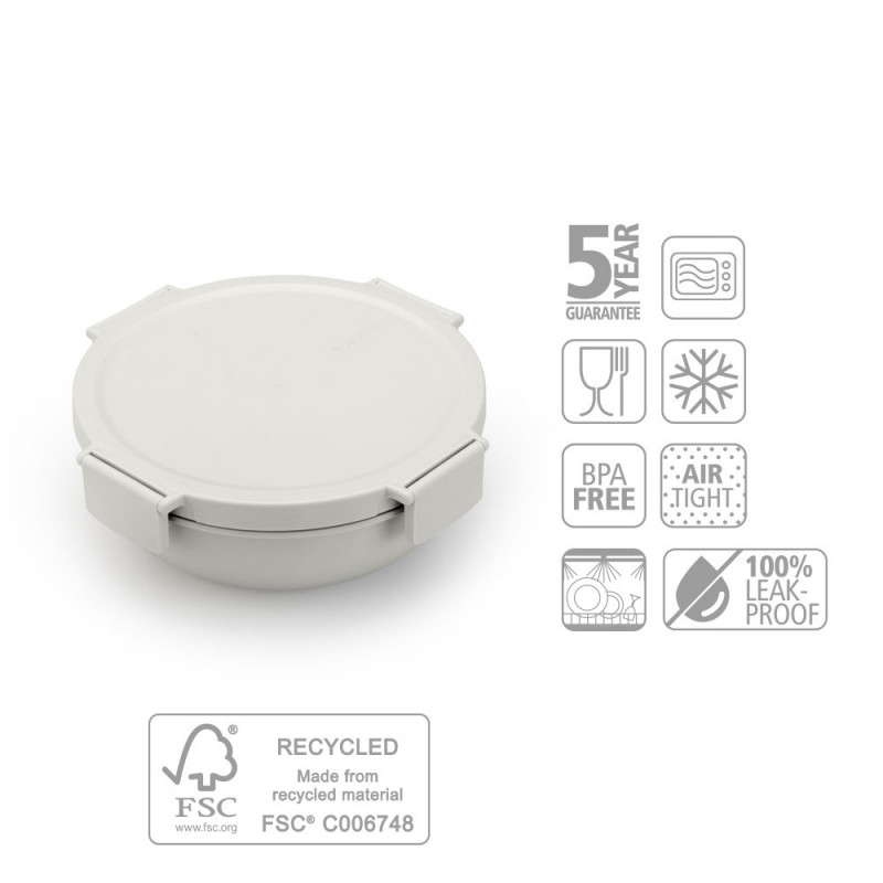 Σαλατιέρα Brabantia Make&Take 1006304, 1,3 l, Αεροστεγές κλείσιμο, χωρίς BPA, Ανοιχτό γκρι