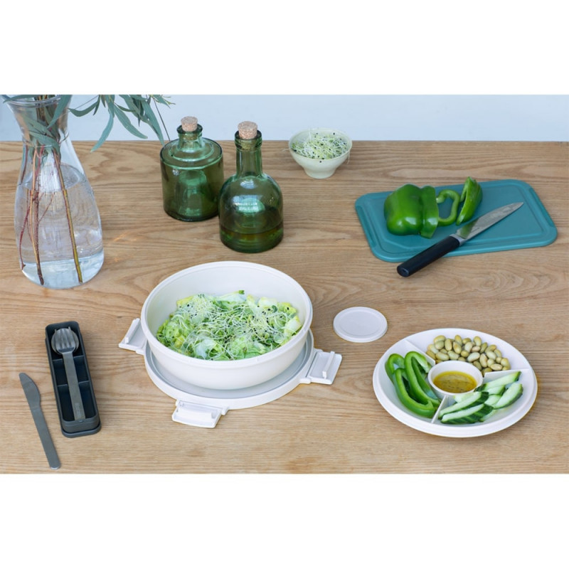 Σαλατιέρα Brabantia Make&Take 1006304, 1,3 l, Αεροστεγές κλείσιμο, χωρίς BPA, Ανοιχτό γκρι