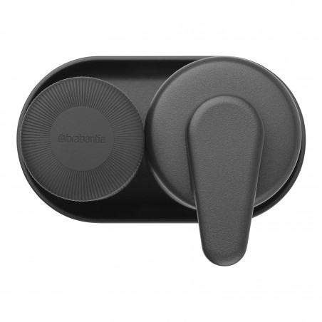 Σετ 2 δοσομετρητών Brabantia SinkStyle 1008504, Κατάλληλο για απορρυπαντικά χεριών και πιάτων, 200 ml, μεταλλική επίστρωση, Σκούρο γκρι