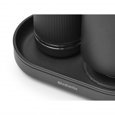 Σετ 2 δοσομετρητών Brabantia SinkStyle 1008504, Κατάλληλο για απορρυπαντικά χεριών και πιάτων, 200 ml, μεταλλική επίστρωση, Σκούρο γκρι