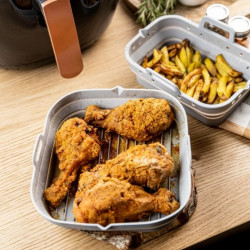 Σετ 2 ορθογώνιων φορμών σιλικόνης για τη φριτέζα αέρος Klausberg KB 7790, 21x20,3 cm, έως 230C, χωρίς BPA, Γκρι