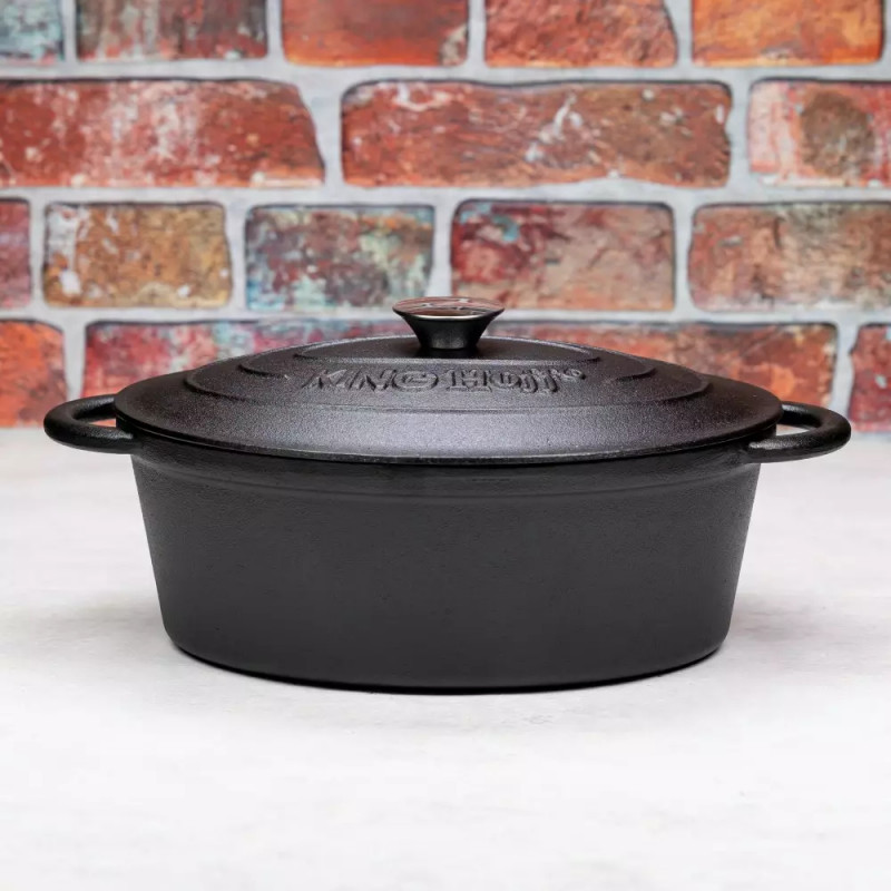 Χυτοσίδηρο Kinghoff KH 1477, 4,5 λίτρα, 29 εκ., Οβάλ σχήμα, Επαγωγή, Μαύρο