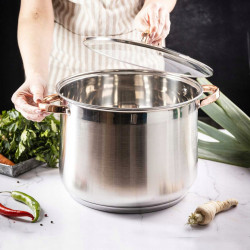 Κατσαρόλα Klausberg KB 7794, 10,7 l, 26 cm, Γυάλινο καπάκι, Πάτος πολλαπλών στρώσεων, Επαγωγή, Ανοξείδωτο ατσάλι/Ροζ χρυσό