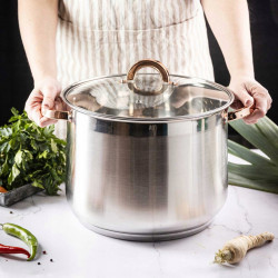 Κατσαρόλα Klausberg KB 7794, 10,7 l, 26 cm, Γυάλινο καπάκι, Πάτος πολλαπλών στρώσεων, Επαγωγή, Ανοξείδωτο ατσάλι/Ροζ χρυσό