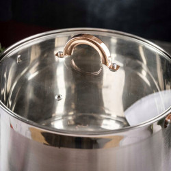 Κατσαρόλα Klausberg KB 7794, 10,7 l, 26 cm, Γυάλινο καπάκι, Πάτος πολλαπλών στρώσεων, Επαγωγή, Ανοξείδωτο ατσάλι/Ροζ χρυσό
