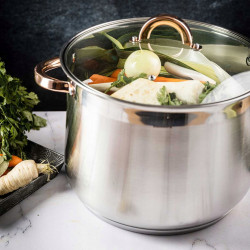 Κατσαρόλα Klausberg KB 7794, 10,7 l, 26 cm, Γυάλινο καπάκι, Πάτος πολλαπλών στρώσεων, Επαγωγή, Ανοξείδωτο ατσάλι/Ροζ χρυσό