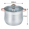 Κατσαρόλα Klausberg KB 7794, 10,7 l, 26 cm, Γυάλινο καπάκι, Πάτος πολλαπλών στρώσεων, Επαγωγή, Ανοξείδωτο ατσάλι/Ροζ χρυσό