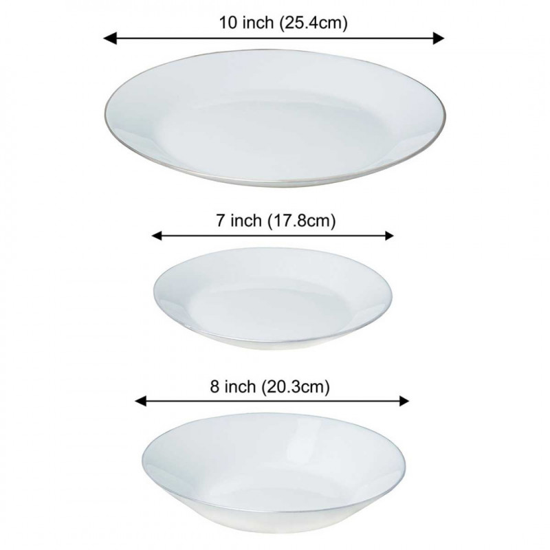 Σερβίτσιο Kinghoff KH 1877, 18 τεμάχια, Για 6 άτομα, Opal, Πλυντήριο πιάτων, Λευκό/Ασημί