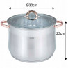 Κατσαρόλα Klausberg KB 7796, 16 l, 30 cm, Γυάλινο καπάκι, Πάτος πολλαπλών στρώσεων, Επαγωγή, Ανοξείδωτο ατσάλι/Ροζ χρυσό
