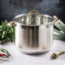 Κατσαρόλα Klausberg KB 7793, 8,6 l, 24 cm, Γυάλινο καπάκι, Πάτος πολλαπλών στρώσεων, Επαγωγή, Ανοξείδωτο ατσάλι/Ροζ χρυσό