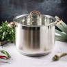 Κατσαρόλα Klausberg KB 7793, 8,6 l, 24 cm, Γυάλινο καπάκι, Πάτος πολλαπλών στρώσεων, Επαγωγή, Ανοξείδωτο ατσάλι/Ροζ χρυσό