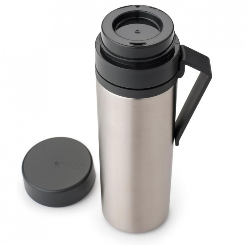 Μπουκάλι θερμότητας Brabantia Make&Take 1008487, 500 ml, διπλά τοιχώματα, χωρίς BPA, Inox/σκούρο γκρι