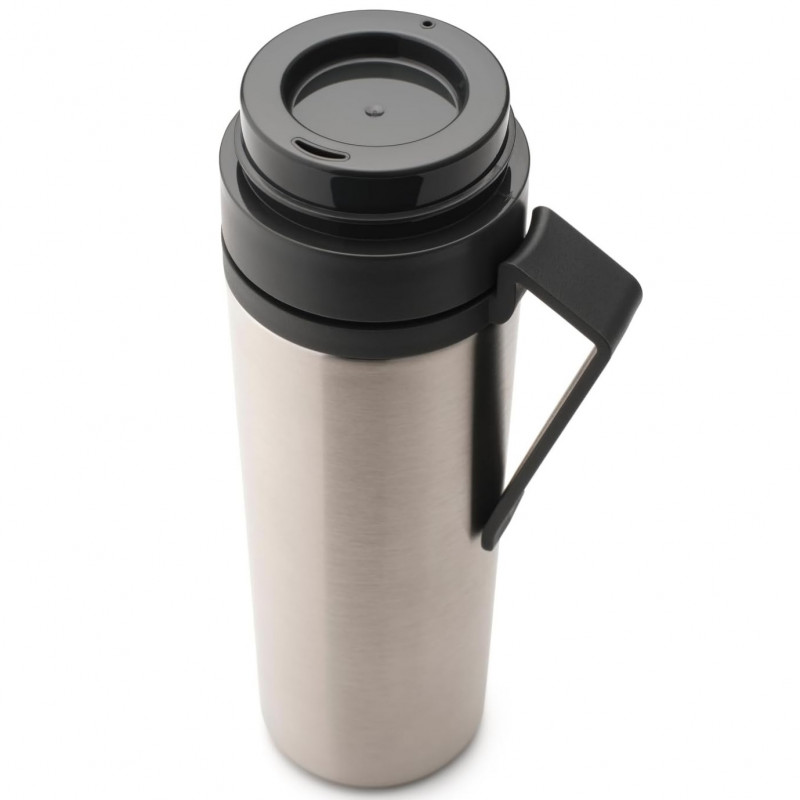 Μπουκάλι θερμότητας Brabantia Make&Take 1008487, 500 ml, διπλά τοιχώματα, χωρίς BPA, Inox/σκούρο γκρι