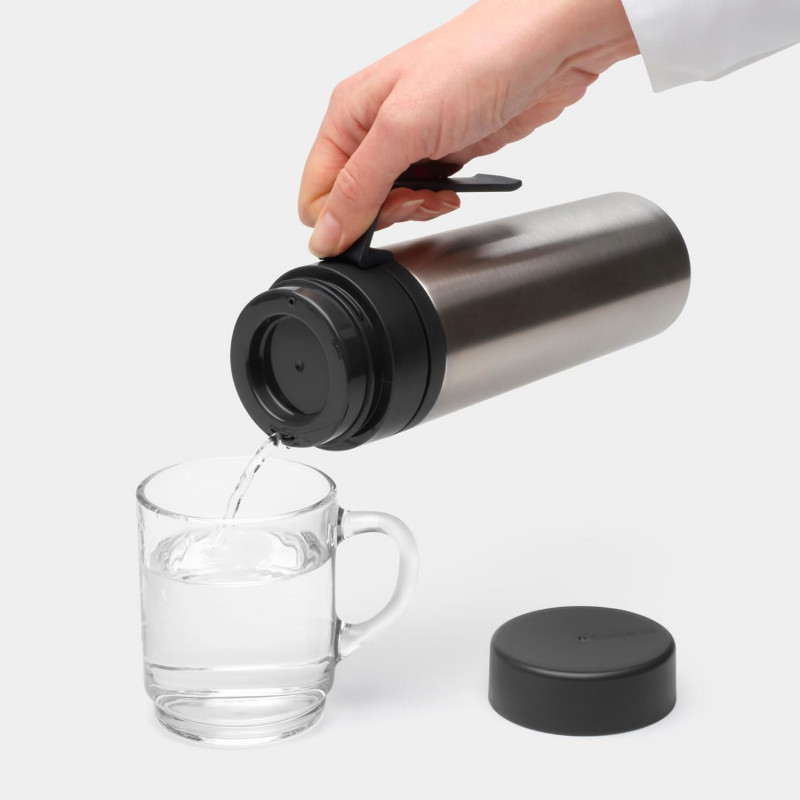 Μπουκάλι θερμότητας Brabantia Make&Take 1008487, 500 ml, διπλά τοιχώματα, χωρίς BPA, Inox/σκούρο γκρι