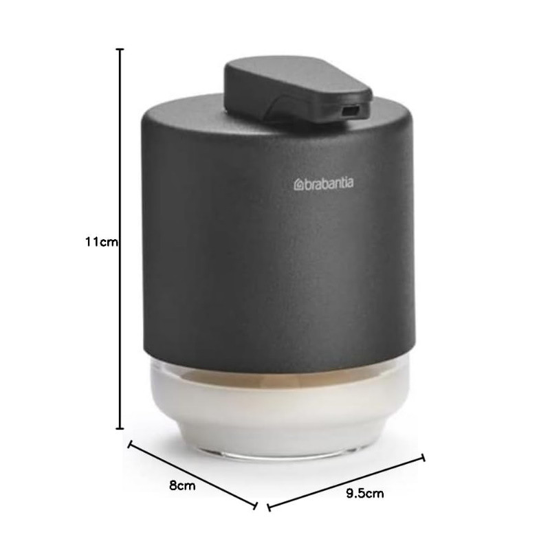 Διανομέας υγρού σαπουνιού Brabantia MindSet 1005672, 200 ml, ευρύ άνοιγμα, σκούρο γκρι