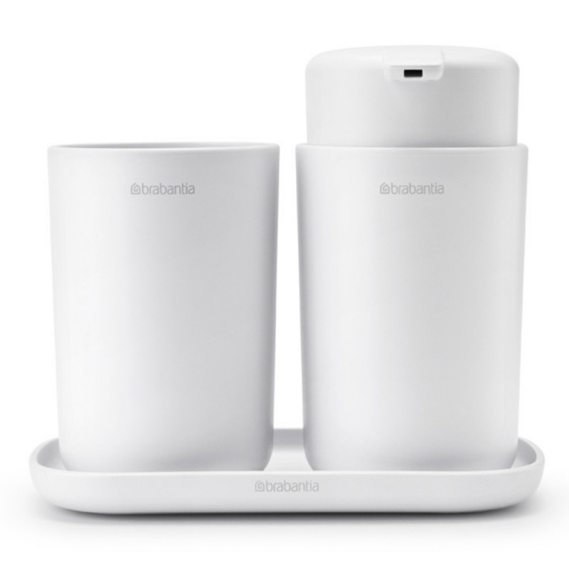 Σετ αξεσουάρ μπάνιου Brabantia ReNew 1003492, 3 τεμάχια, 250 ml, ανθεκτικό στη διάβρωση, λευκό
