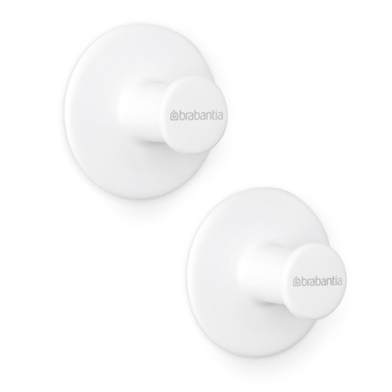 Σετ 2 κρεμάστρων Brabantia ReNew 1003486, Περιλαμβάνεται σετ τοποθέτησης, Μέχρι 2 kg, Λευκό