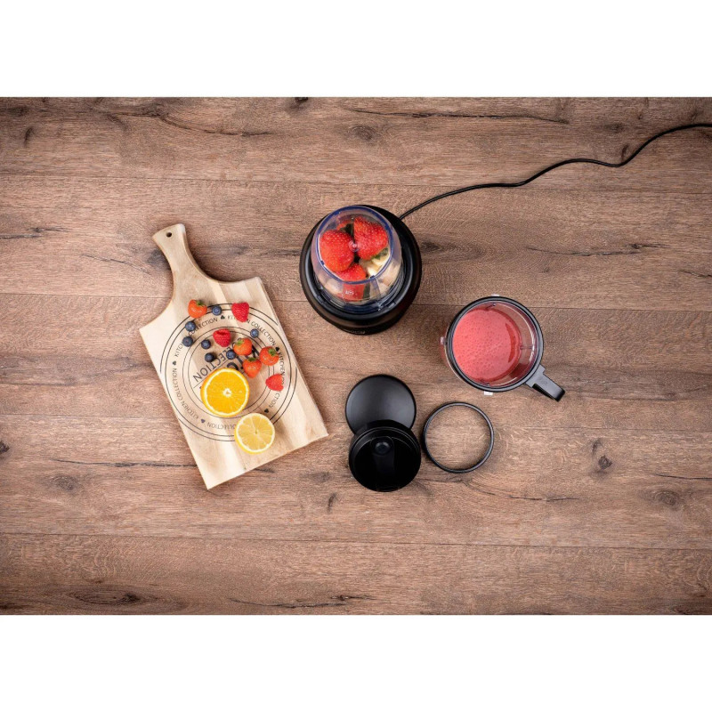 Μπλέντερ Nutri Alpina, 4 λεπίδες, 1200 W, δοχείο 1 λίτρου, χωρίς BPA, Ανοξείδωτο/Μαύρο