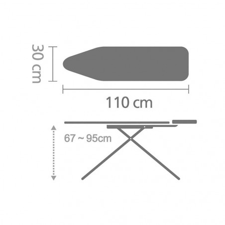 Τραπέζι σιδερώματος Brabantia A 1003322, 110x30 cm, 7 θέσεις ρύθμισης, υποδοχή σίδερου, Λευκό/Μπλε