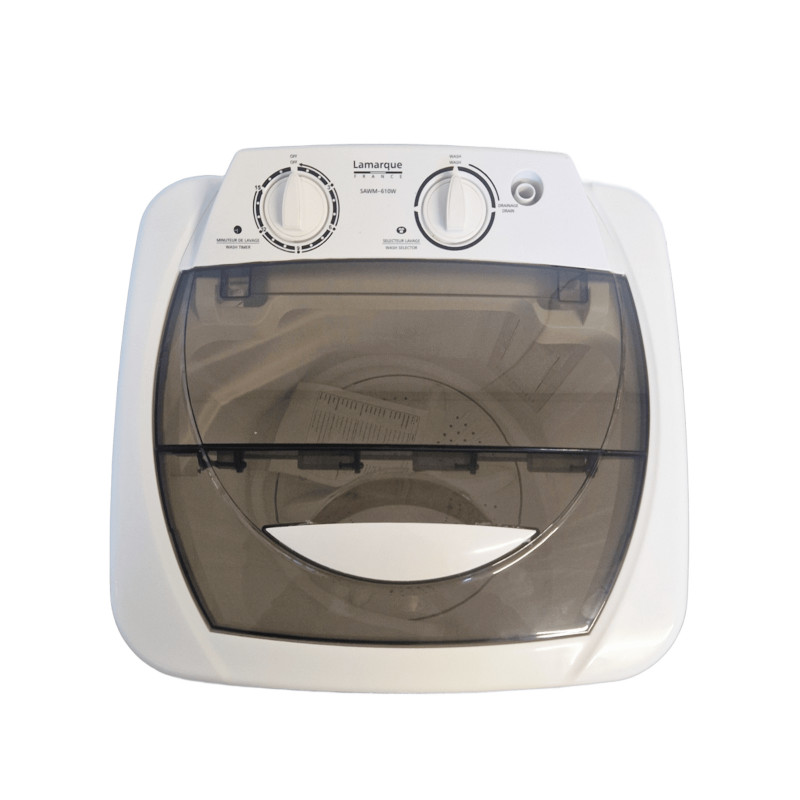 Ημιαυτόματο πλυντήριο ρούχων Lamarque SAWM-610W, 380W, 6 κιλά, χρονοδιακόπτης, διακόπτης, Λευκό
