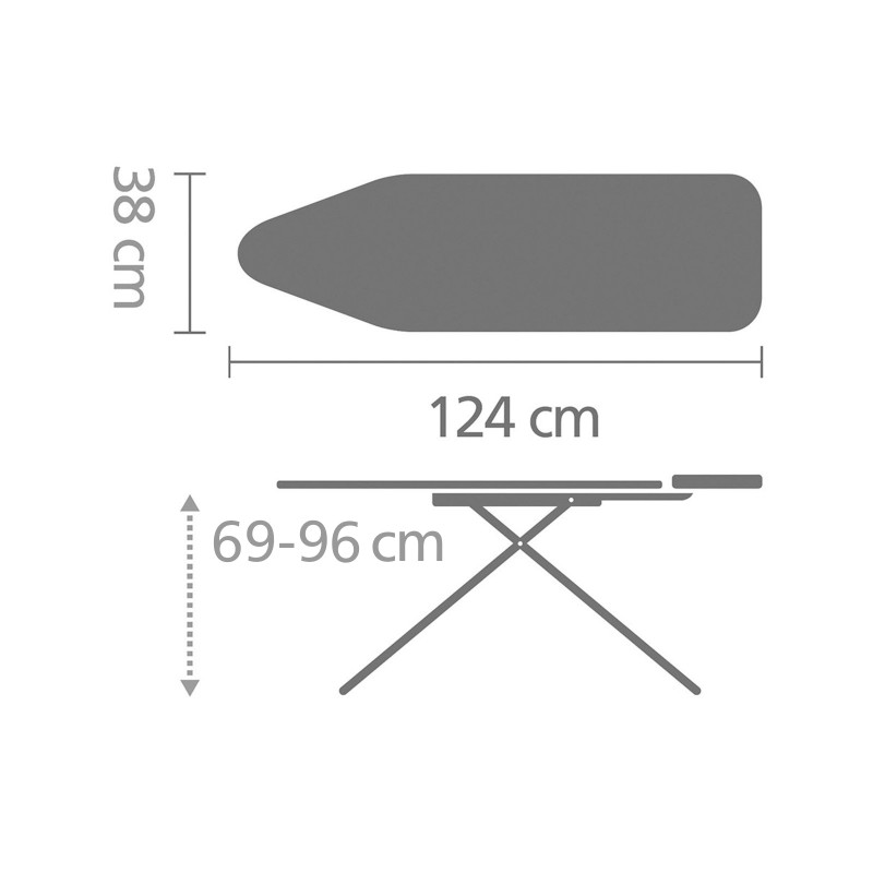 Τραπέζι σιδερώματος Brabantia B 90300132, 124x38 cm, 7 θέσεις ρύθμισης, υποδοχή σίδερου, Λευκό/Μπλε