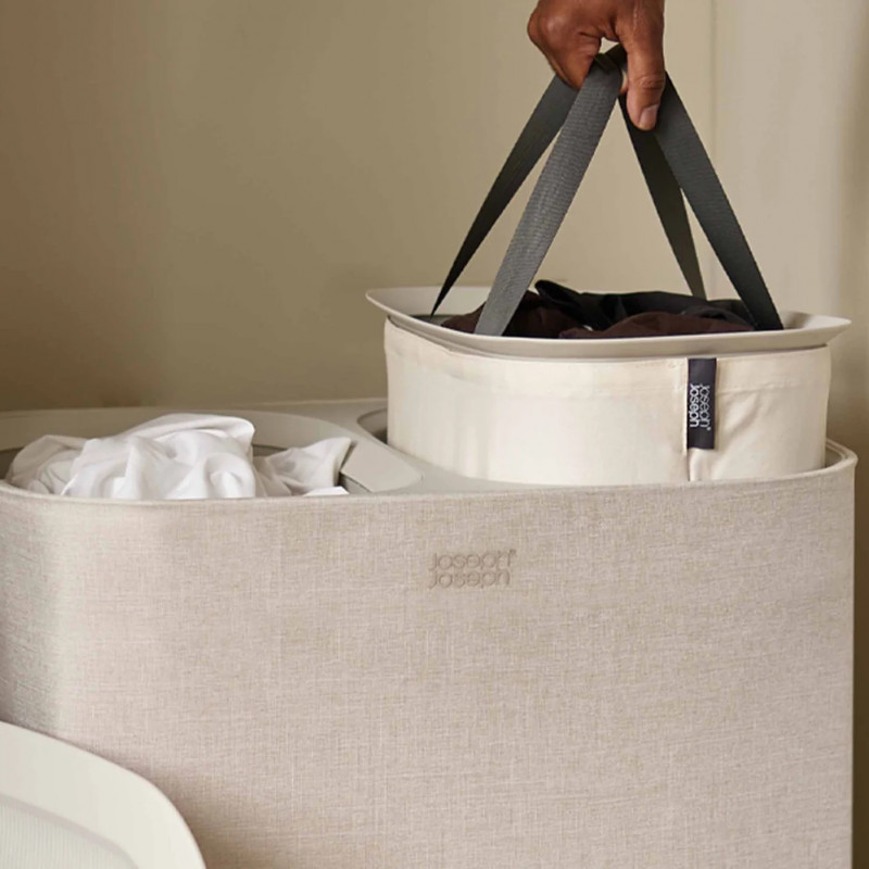 Καλάθι ρούχων Joseph Joseph Tota 50020, 90 l, Λαβές μεταφοράς, 2 διαμερίσματα, Εκρού