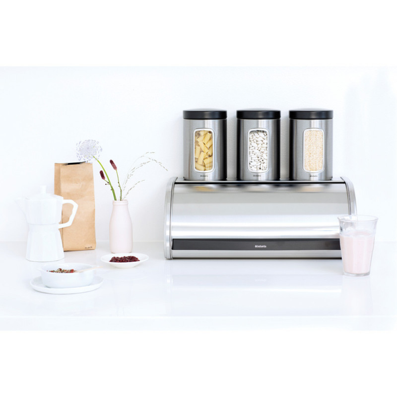 Κουτί ψωμιού Brabantia Roll Top 646890, 16 l, 44,5x26 cm, Ελαφριά και ανθεκτική κατασκευή, Inox/Matte
