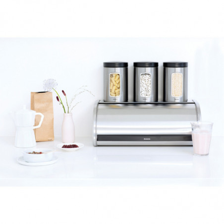 Κουτί ψωμιού Brabantia Roll Top 646890, 16 l, 44,5x26 cm, Ελαφριά και ανθεκτική κατασκευή, Inox/Matte