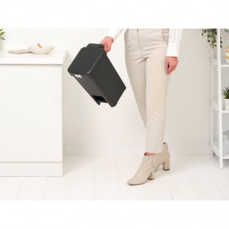 Κάδος απορριμμάτων με πεντάλ Brabantia StepUp 1008476, 10 L, Οικολογικά υλικά, Μεγάλο άνοιγμα, Σκούρο γκρι