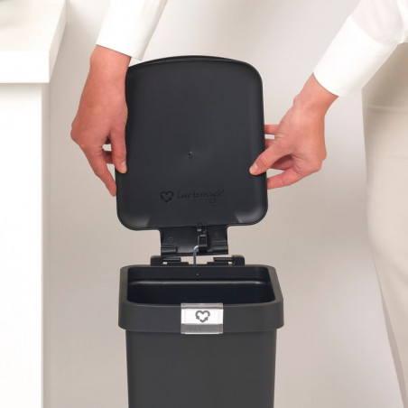 Κάδος απορριμμάτων με πεντάλ Brabantia StepUp 1008476, 10 L, Οικολογικά υλικά, Μεγάλο άνοιγμα, Σκούρο γκρι