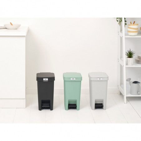 Κάδος απορριμμάτων με πεντάλ Brabantia StepUp 1008476, 10 L, Οικολογικά υλικά, Μεγάλο άνοιγμα, Σκούρο γκρι
