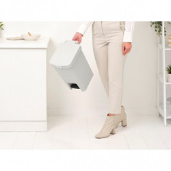 Κάδος απορριμμάτων με πεντάλ Brabantia StepUp 1008480, 16 L, Οικολογικά υλικά, Μεγάλο άνοιγμα, Ανοιχτό γκρι