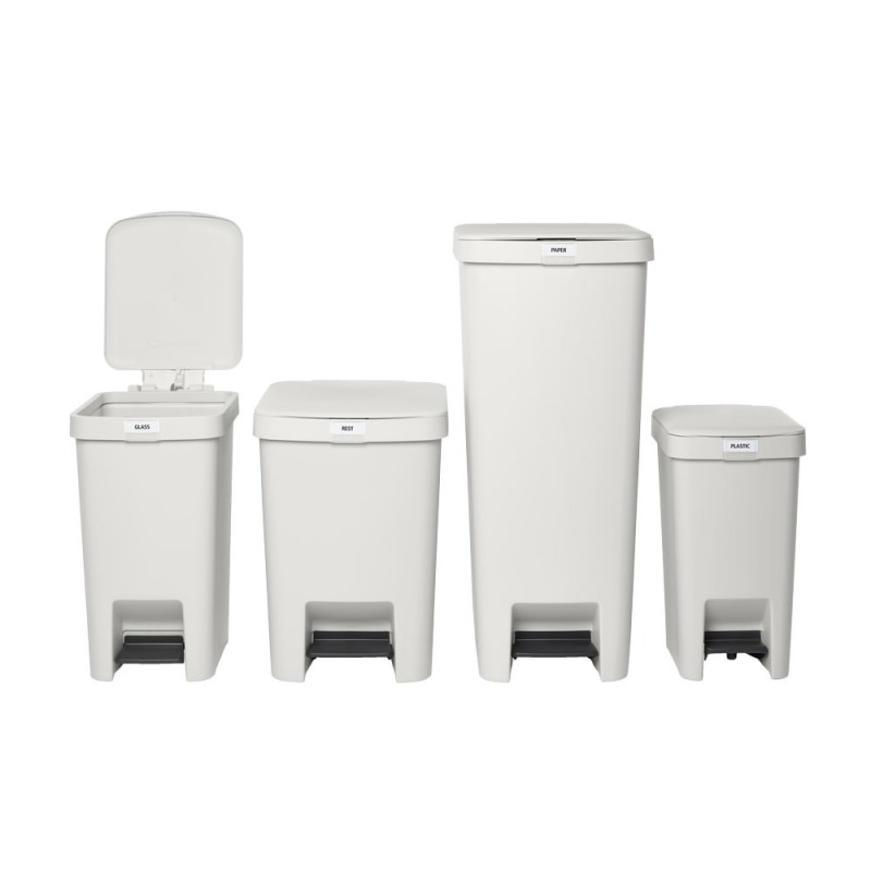 Κάδος απορριμμάτων με πεντάλ Brabantia StepUp 1008480, 16 L, Οικολογικά υλικά, Μεγάλο άνοιγμα, Ανοιχτό γκρι