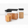 Κουτιά αποθήκευσης Brabantia Tasty+ Stackable 1008879, 2x1.6l+1x3.5l, BPA-free, Στεγανό κλείσιμο, Σκούρο γκρι